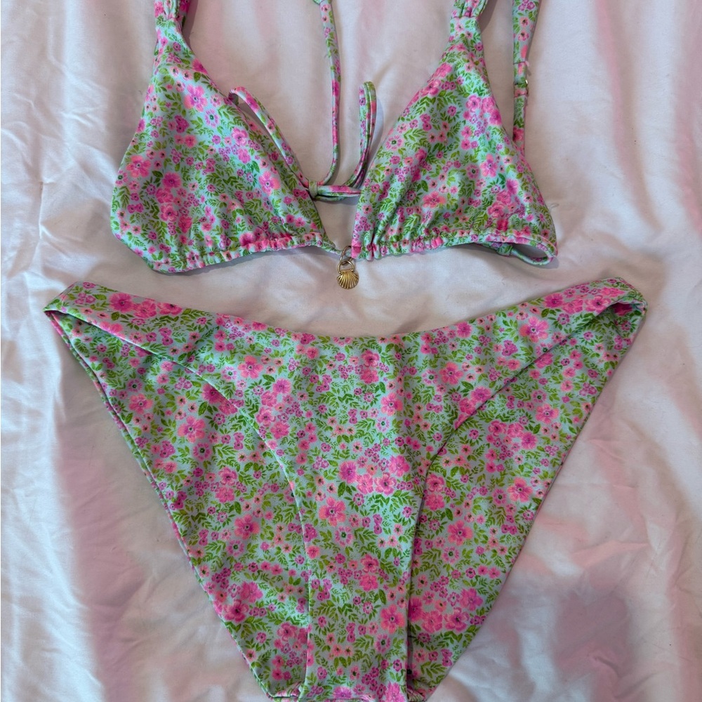 Kulani Kinis Pink and Green Floral Fabric
